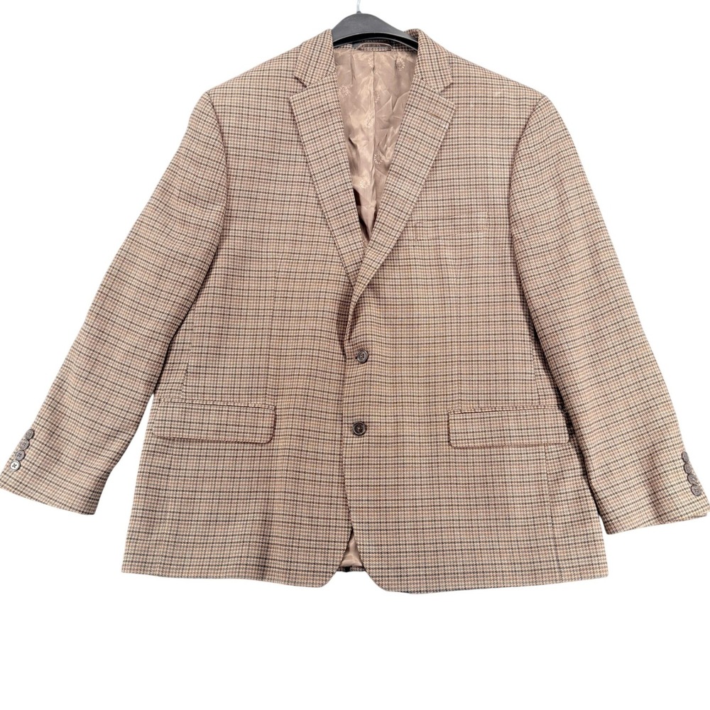 Lauren Ralph Lauren Blazer Mens 48R Brown Polyester Houndstooth Two-Button